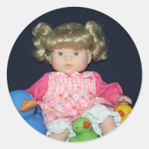 Childs Doll with Ducks Stickers