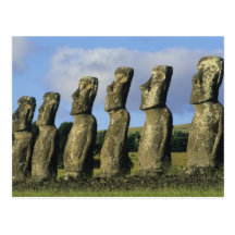 Chile, Easter Island, Rapa Nui, Ahu Akivi Postcard