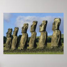 Chile, Easter Island, Rapa Nui, Ahu Akivi Posters