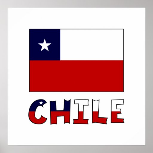 Chile Flag and Name in Colour Zazzle