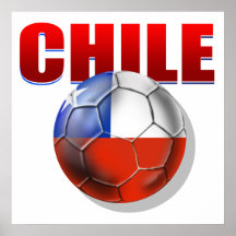Chile logo soccer ball flag of Chile gear Posters