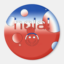 Chilean Gifts : Hello / Hola + Smiley Face Refrigerator Magnets