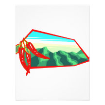 Chilis with moutain range behind custom invitation