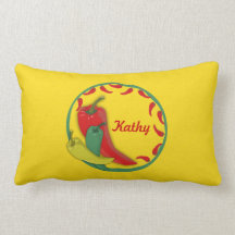 Chilli Pepper Circle Frame Throw Pillow