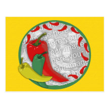 Chilli Pepper Group Circle Frame2 Post Cards