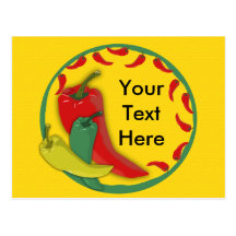 Chilli Pepper Group Circle Frame Post Cards