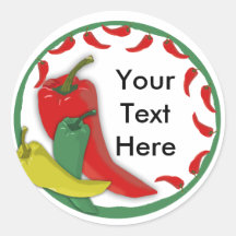 Chilli Pepper Group Circle Frame Stickers