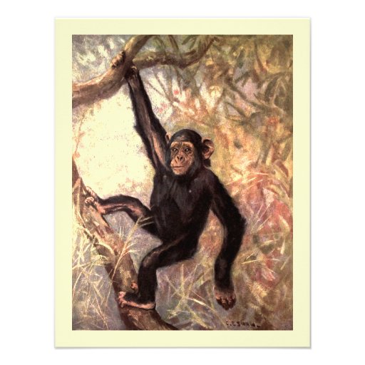 Chimpanzee Hanging in Tree Custom Invite
