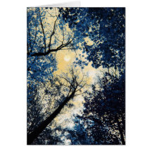 China blue, Trees card, moon