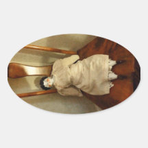 China Doll on Chair Oval Sticker