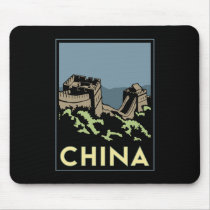 china great wall asia art deco retro travel mousepad