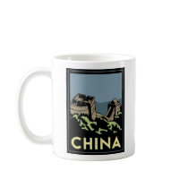 china great wall asia art deco retro travel coffee mug