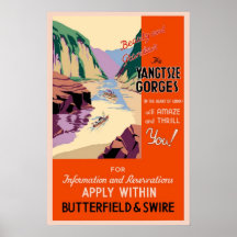 China Yangtsze Gorges Vintage Travel Posters