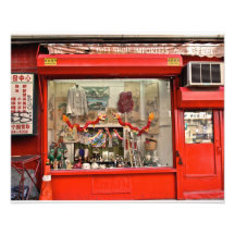 Chinatown, NYC Storefront with Tissue Dragons Photograph