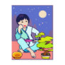 Chinese Boy Pondering Bonsai Post Card
