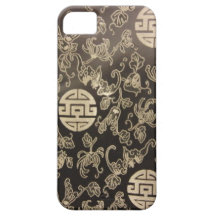 Chinese Brocade - silver & black iPhone 5 Covers