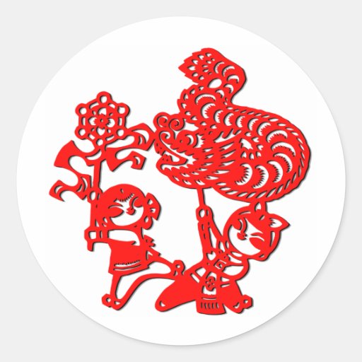 Chinese culture : dragon dance (in red) stickers