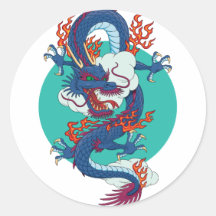 Chinese Dragon Round Sticker