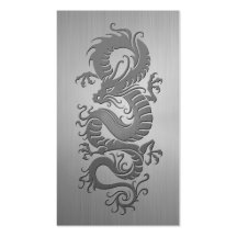Chinese Dragon, Stainless Steel Effect Business Cards