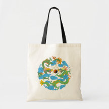 Chinese Dragon Yin Yang Canvas Bag