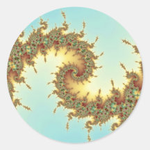 Chinese - Fractal Round Stickers