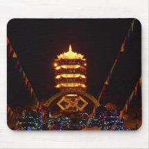 chinese pagoda at night mouse pad
