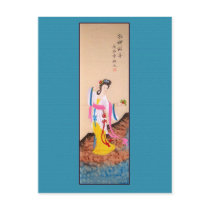 Chinese Painting of Lady in Colourful Dress Postcards