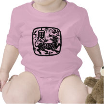 Chinese Paper Cut Tiger Baby Bodysuit