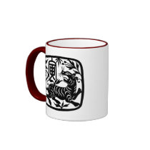 Chinese Paper Cut Tiger Mugs