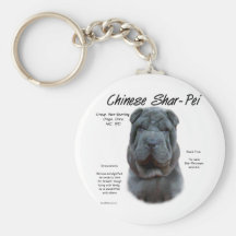 Chinese Shar Pei (blue) History Design Key Chains