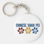 CHINESE SHAR PEI Dad Paw Print 1 Key Chains
