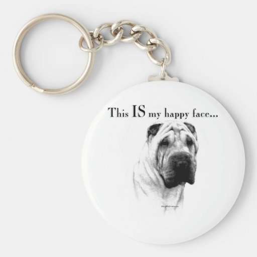 Chinese Shar Pei Happy Face Key Chains