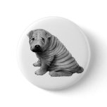 CHINESE SHAR-PEI: PENCIL REALISM: DOG buttons