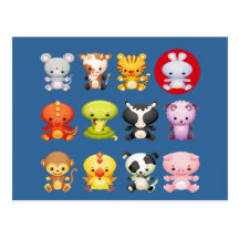 Chinese Zodiac Animals Year of the Rabbit Post Card