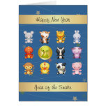 Chinese Zodiac Animals Year of the Snake Greeting Cards