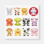 Chinese Zodiac Cartoon Year of the Rabbit Refrigerator Magnet