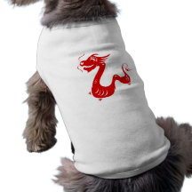 CHINESE ZODIAC DRAGON PAPERCUT ILLUSTRATION DOGGIE T SHIRT