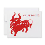 CHINESE ZODIAC OX PAPERCUT ILLUSTRATION invitations