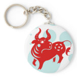 CHINESE ZODIAC OX PAPERCUT ILLUSTRATION keychains