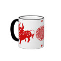 CHINESE ZODIAC OX PAPERCUT ILLUSTRATION mugs