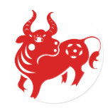 CHINESE ZODIAC OX PAPERCUT ILLUSTRATION stickers