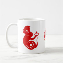 CHINESE ZODIAC PAPERCUT MONKEY ILLUSTRATION MUG