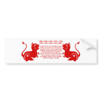 CHINESE ZODIAC PAPERCUT TIGER ILLUSTRATED BUMPER STICKER