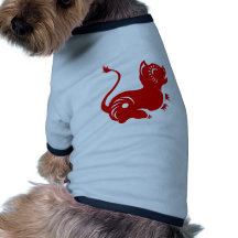 CHINESE ZODIAC PAPERCUT TIGER ILLUSTRATED DOGGIE TEE SHIRT