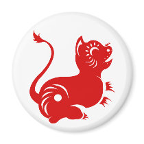 CHINESE ZODIAC PAPERCUT TIGER ILLUSTRATED REFRIGERATOR MAGNET