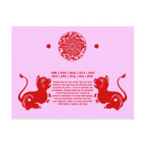 CHINESE ZODIAC PAPERCUT TIGER ILLUSTRATED POSTCARD