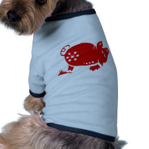 CHINESE ZODIAC PIG PAPERCUT ILLUSTRATION DOG T SHIRT