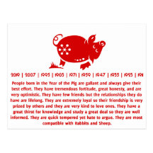 CHINESE ZODIAC PIG PAPERCUT ILLUSTRATION POSTCARD