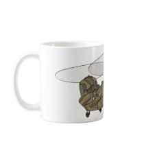 Chinook Camouflage Helicopter Cartoon Coffee Mugs