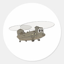 Chinook Helicopter Cartoon Round Sticker